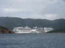 Three cruise ships at the dock: In Charlotte Amalie. 